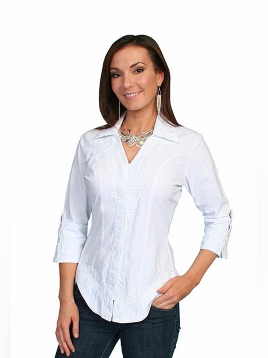 Scully Tops - Scully Cantina White Women's Embroidered Button-Down Shirt size S